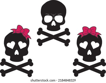 Skull With Bow Halloween Vector File