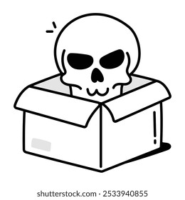 Skull box icon in doodle style
