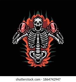 skull boxing tattoo vector design