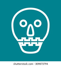 Skull, brain, head icon vector image.Can also be used for Halloween, celebration, observances and holidays. Suitable for mobile apps, web apps and print media.