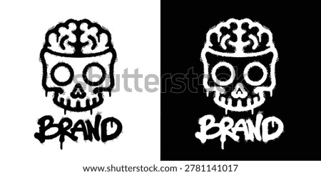 Skull Brain Urban graffiti style logo