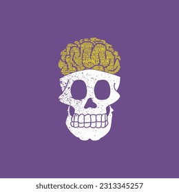 skull with brain vector art design, suitable use for symbol and element design