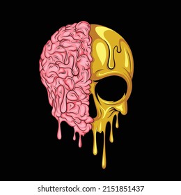 Skull Brain Vector Art Illustration svg