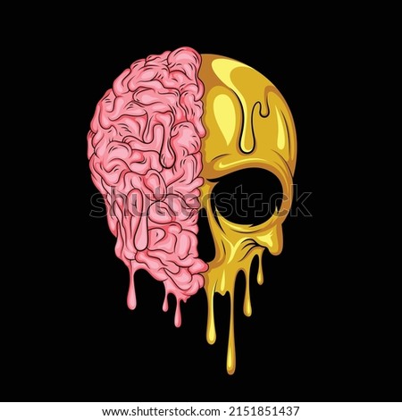 Skull Brain Vector Art Illustration