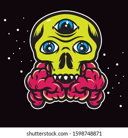 skull and brain vector illustration