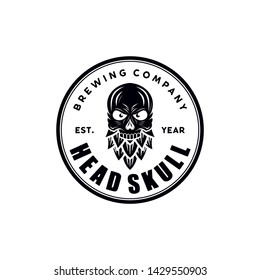 skull brewing logo design vector