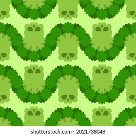 Skull broccoli pattern seamless. Deadly scary vegetable background