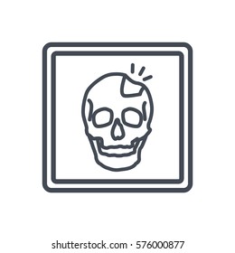 skull broken bone x-ray line icon