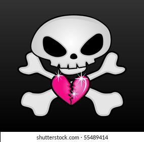 Skull with a broken heart