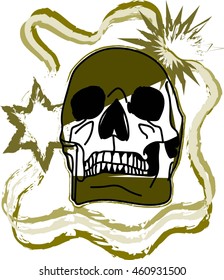 Skull with brown color and mire effect for printing