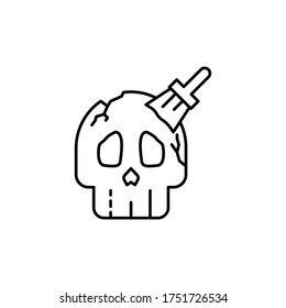 skull, brush icon. Simple line, outline vector elements of archeology for ui and ux, website or mobile application