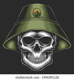 Skull bucket hat vector illustration for your company or brand