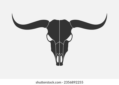 Skull bull graphic icon. Bull head skeleton black sign isolated on white background. Vector illustration