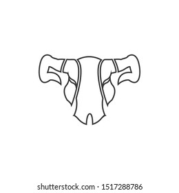 Skull Bull Head Outline Vector Logo