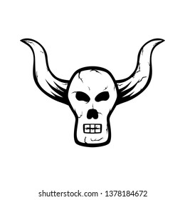 Skull with bull horn logo