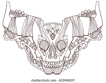 skull with bull horns