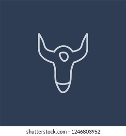 Skull of a Bull icon. Skull of a Bull linear design concept from American Indigenous Signals collection. Simple element vector illustration on dark blue background.