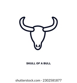 skull of a bull icon. Thin line skull of a bull icon from culture and civilization collection. Outline vector isolated on white background. Editable skull of a bull symbol can be used web and mobile
