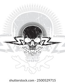 Arte de línea de Vector de las balas del cráneo