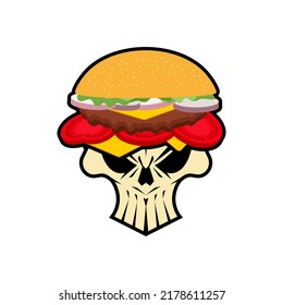 Skull burger. Harmful food. not healthy fast food