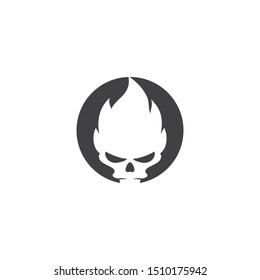 Skull burn logo vector illustration flat design