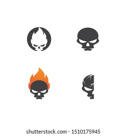 Skull burn logo vector illustration flat design