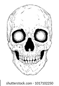 Skull with burning eyes