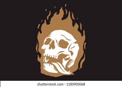 skull in burning flame