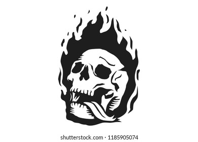 skull in burning flame