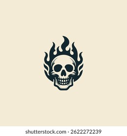 Skull burning logo for sale.