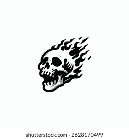 Skull burning logo for sale.
