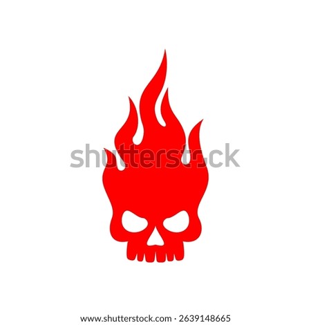 skull burning on white background	