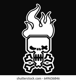 Skull. Burning skull. Vector illustration.