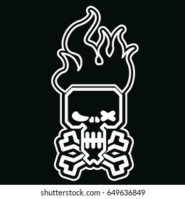 Skull. Burning skull. Vector illustration.