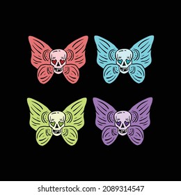 skull butterfly illustration hand drawing print on t-shirts,jacket,souvenirs or tattoo