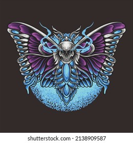 skull butterfly logo vector illustration
