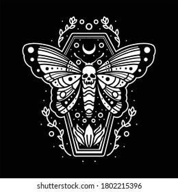 skull butterfly tattoo vector design