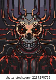 skull with cables as background
