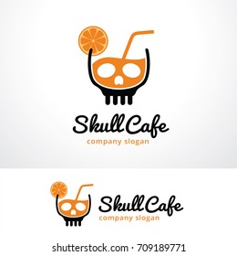Skull Cafe Logo Template Design Vector, Emblem, Design Concept, Creative Symbol, Icon