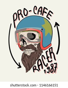 skull cafe racer rider illustration