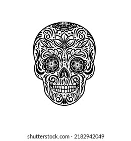 Skull calavera. Vector hand drawn illustration with day of the dead theme