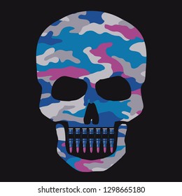 Skull camouflage illustration, tee shirt graphics, vectors