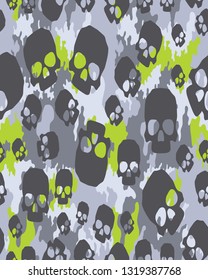 Skull camouflage pattern.Gray and green abstract camo design.Vector illustration.