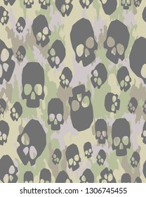 Skull camouflage pattern.Seamless wallpaper.Vector illustration.