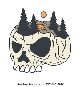 Skull and Camping graphic illustration vector art t-shirt design