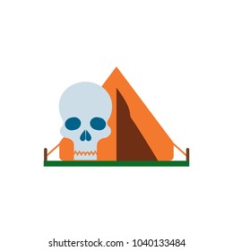 Skull Camping Logo Icon Design