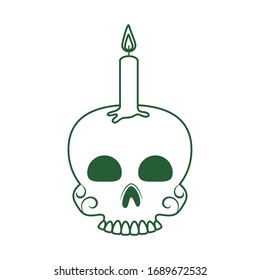 skull with candle. cinco de mayo mexican celebration vector illustration, line style icon