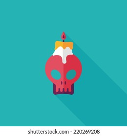 skull candle flat icon with long shadow,eps10