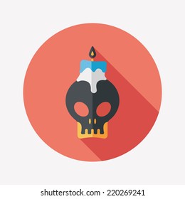 skull candle flat icon with long shadow,eps10