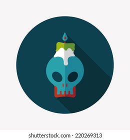 skull candle flat icon with long shadow,eps10